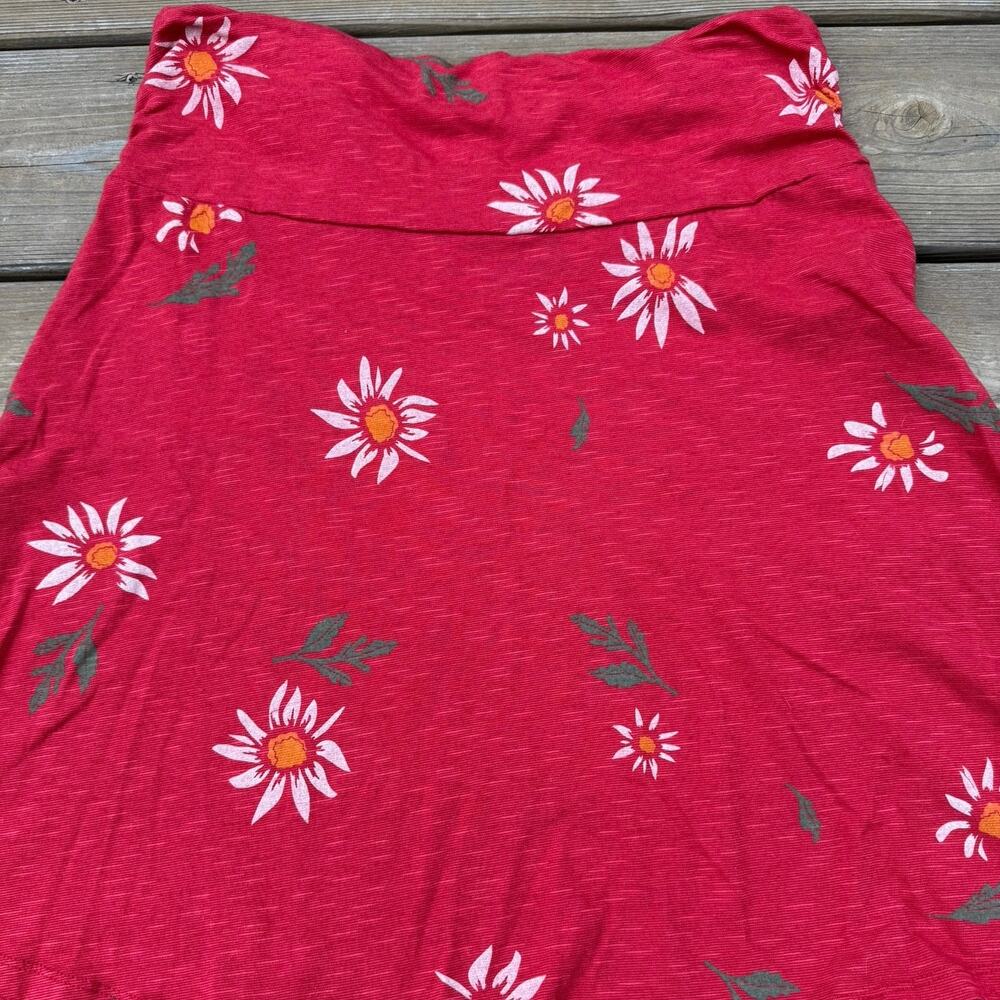 Toad & Co. size S Chaka Cotton Blend Daisy Floral Red Mini Skirt - Picture 2 of 8